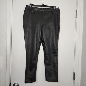 Faded Glory Black Faux Leather Leggings Size Large 12-14 Jeggings